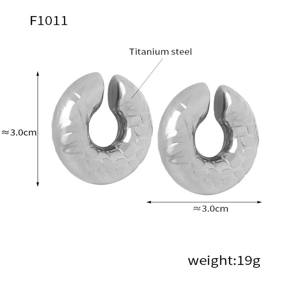 Wholesale Women's Exaggerated Geometric 316L Stainless Steel Gold Plated Ushaped Strip Enamel Oil Drop Earrings Jewelry