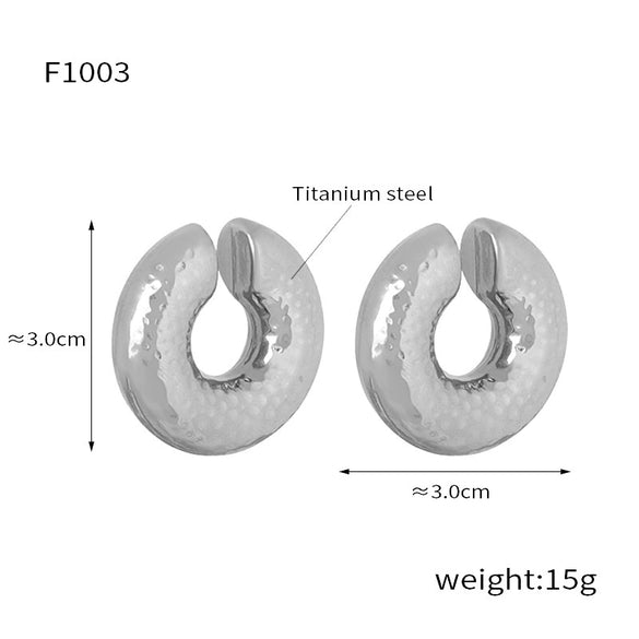 Wholesale Women's Exaggerated Geometric 316L Stainless Steel Gold Plated Ushaped Strip Enamel Oil Drop Earrings Jewelry