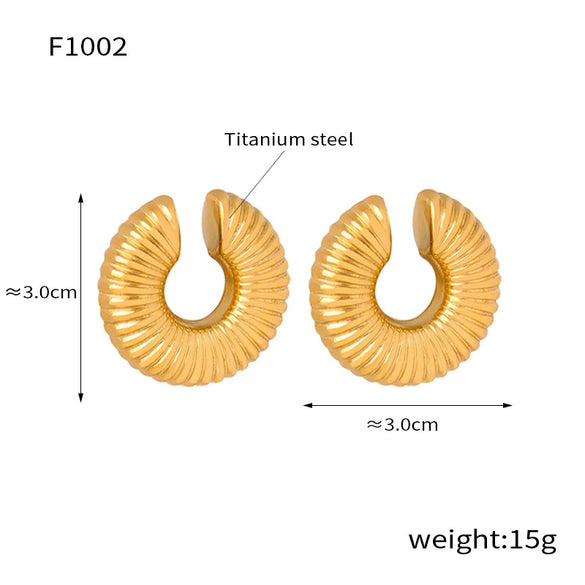 Wholesale Women's Exaggerated Geometric 316L Stainless Steel Gold Plated Ushaped Strip Enamel Oil Drop Earrings Jewelry