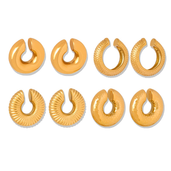 Wholesale Women's Exaggerated Geometric 316L Stainless Steel Gold Plated Ushaped Strip Enamel Oil Drop Earrings Jewelry
