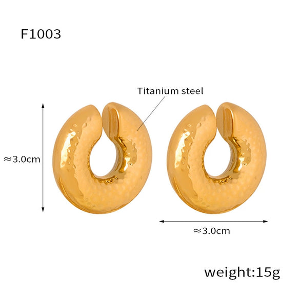Wholesale Women's Exaggerated Geometric 316L Stainless Steel Gold Plated Ushaped Strip Enamel Oil Drop Earrings Jewelry