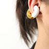 Wholesale Women's Exaggerated Geometric 316L Stainless Steel Gold Plated Ushaped Strip Enamel Oil Drop Earrings Jewelry