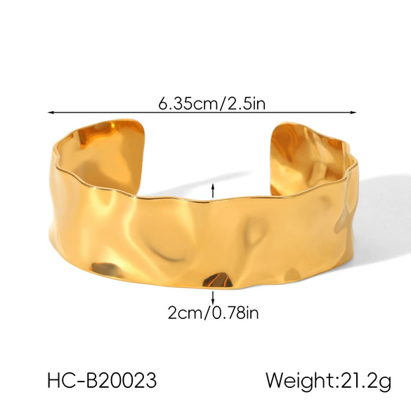 Wholesale Women's Exaggerated Gold Electroplated Stainless Steel Open Bracelet Jewelry
