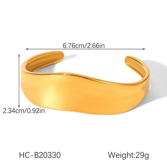 Wholesale Women's Exaggerated Gold Electroplated Stainless Steel Open Bracelet Jewelry
