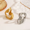 Wholesale Women's Exaggerated Irregular Shaped Line Ring In Geometric Pattern Made Of Stainless Steel With Electroplating