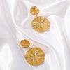 Wholesale Women's Exaggerated Large Earrings With Pleated Round Stainless Steel Pendant 18K Vacuum Plated In Furnace Geometric Style