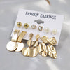 Wholesale Women's Exaggerated Metal Geometric C Shaped Electroplated Alloy Circle Earrings 6 Pair Set