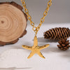 Wholesale Women's Exaggerated Minimalist Ins Style Hammered Star Pendant Necklace With Heavy Chain 18K Real Gold Plated Stainless Steel