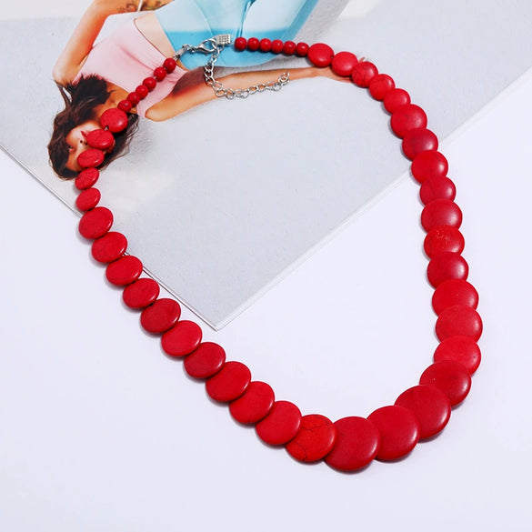 Wholesale Women's Exaggerated Retro Bohemian Turquoise Snake Bone Chain Necklace With Geometric Design