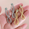 Wholesale Women's Exaggerated Snakeshaped Copper Goldplated Diamond Earrings