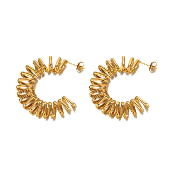 Wholesale Women's Exaggerated Stainless Steel Cshaped Geometric Electroplated Rotating Earrings