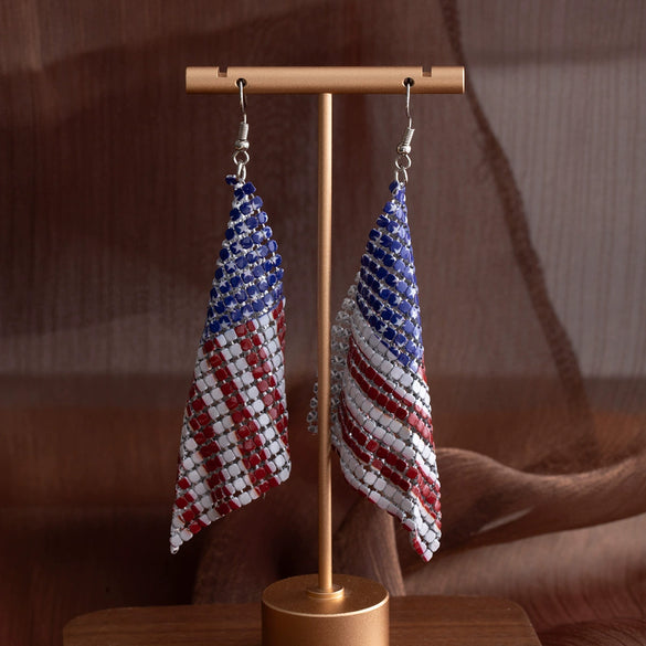 Wholesale Women's Exaggerated Style Geometric Aluminum Earrings With Rainbow Christmas Design And Electroplating