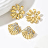 Wholesale Women's Exaggerated Style Stainless Steel 14K Vacuum Plated Flower Earrings