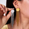 Wholesale Women's Exaggerated Tassel Earrings In Wave Pattern Stainless Steel With Pvd Vacuum Plating