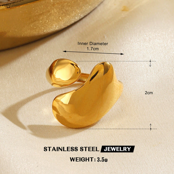 Wholesale Women's Exaggerated Thick Geometric Open Ring In High Bright Round Stainless Steel With Electroplating