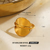 Wholesale Women's Exaggerated Thick Geometric Open Ring In High Bright Round Stainless Steel With Electroplating