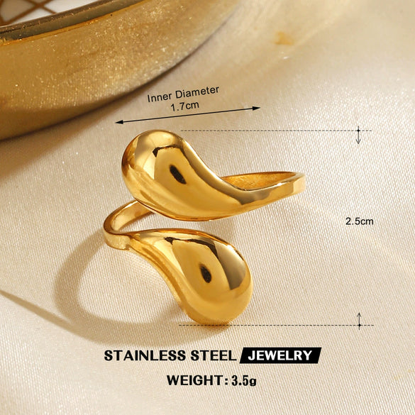 Wholesale Women's Exaggerated Thick Geometric Open Ring In High Bright Round Stainless Steel With Electroplating