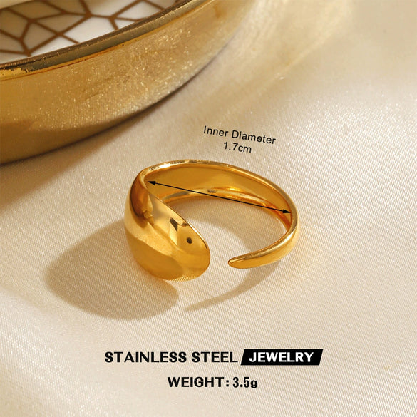 Wholesale Women's Exaggerated Thick Geometric Open Ring In High Bright Round Stainless Steel With Electroplating