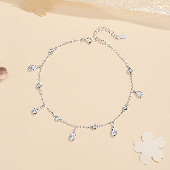 Wholesale Women's Exotic Drop Shape Tassel S925 Sterling Silver Zircon Accessories
