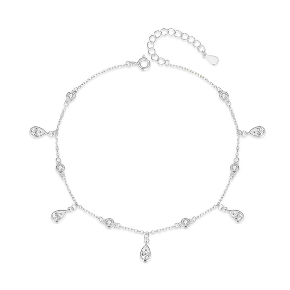 Wholesale Women's Exotic Drop Shape Tassel S925 Sterling Silver Zircon Accessories