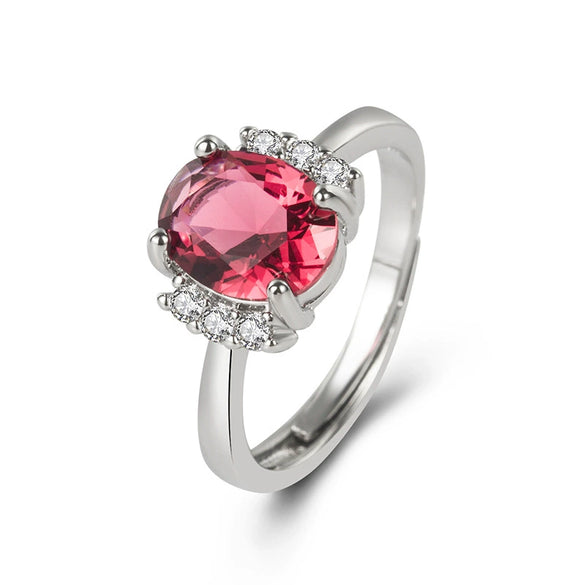 Wholesale Women's Exotic Geometric Copper Platinumplated Ring With Ruby And Amethyst