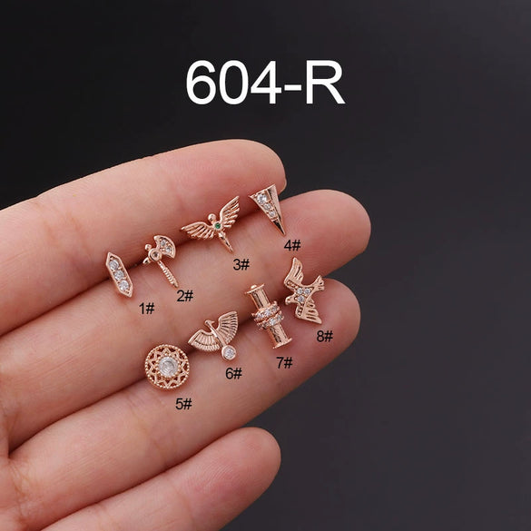 Wholesale Women's Exotic Geometric Metal Electroplated Totem Puncture Earrings