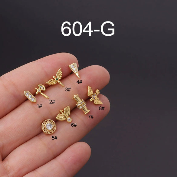 Wholesale Women's Exotic Geometric Metal Electroplated Totem Puncture Earrings