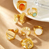 Wholesale Women's Exotic Geometric Zinc Alloy Electroplated Ring Set With Flower And Chain Patterns