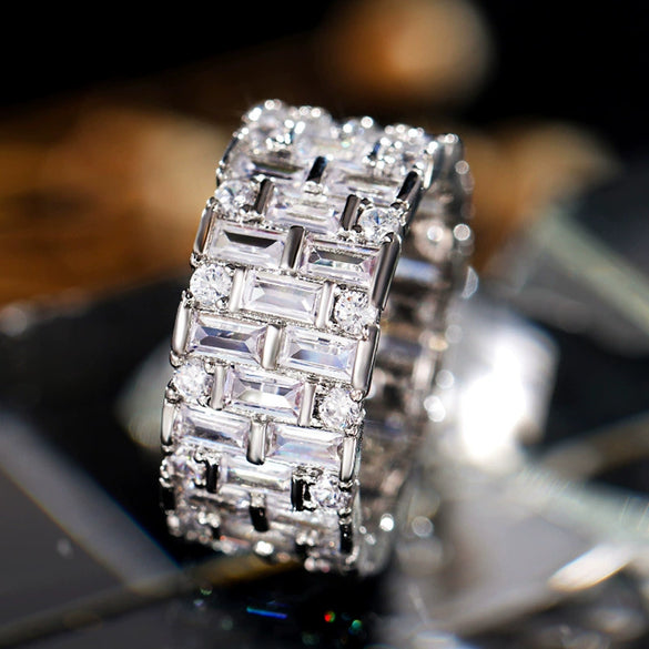 Wholesale Women's Exquisite Geometric Copper Zircon Wedding Ring Jewelry