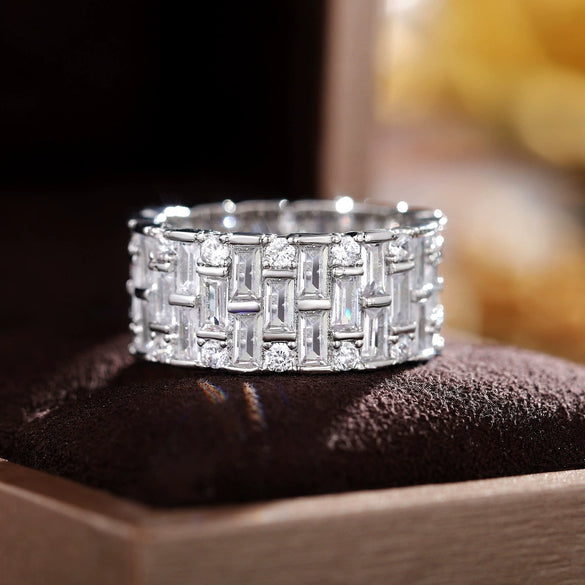 Wholesale Women's Exquisite Geometric Copper Zircon Wedding Ring Jewelry