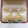Wholesale Women's Exquisite Highend Exaggerated Natural Freshwater Pearl Round Oblate Earrings