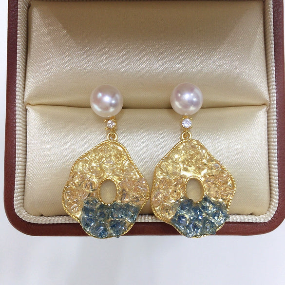 Wholesale Women's Exquisite Highend Exaggerated Natural Freshwater Pearl Round Oblate Earrings
