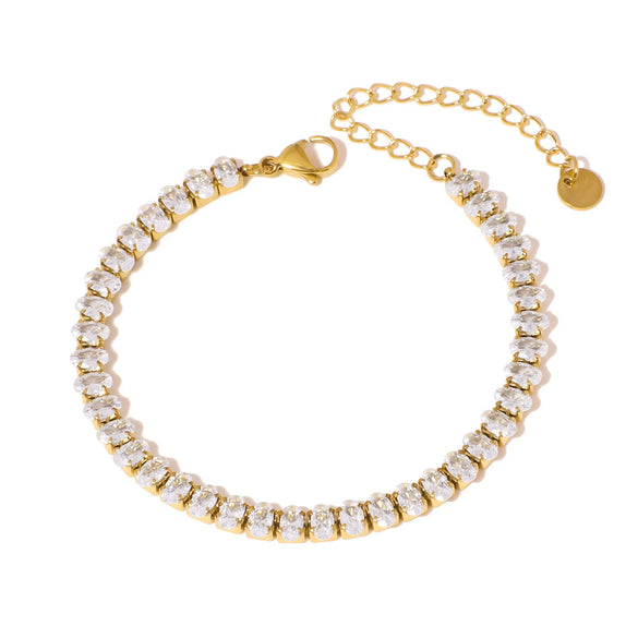 Wholesale Women's Exquisite Light Luxury Highend Electroplated Stainless Steel And 18K Heart Shape And Geometric Bracelet With Inlaid Zircon Design