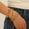 Wholesale Women's Exquisite Light Luxury Highend Electroplated Stainless Steel And 18K Heart Shape And Geometric Bracelet With Inlaid Zircon Design