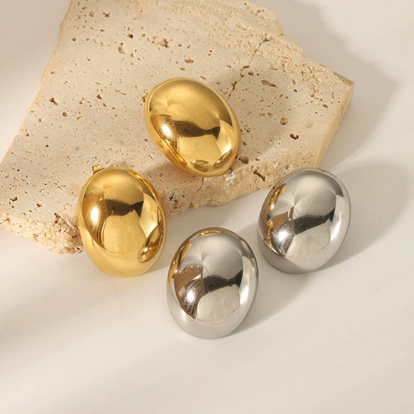 Wholesale Women's Exquisite Stainless Steel Earrings With Geometric Design 18K Gold Plated By Vacuum Real Gold Electroplating In Pvd Furnace