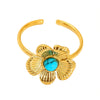Wholesale Women's Exquisite Titanium Steel Flower Pattern Electroplated Open Ring With Retro And Personality Style