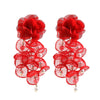 Wholesale Women's Fabric Pearl Inlaid Flower Earrings