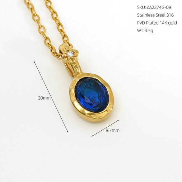 Wholesale Women's Fairy Style Geometric Gold Plated 316 Stainless Steel Birthstone Necklaces With Hammer Cross Chain