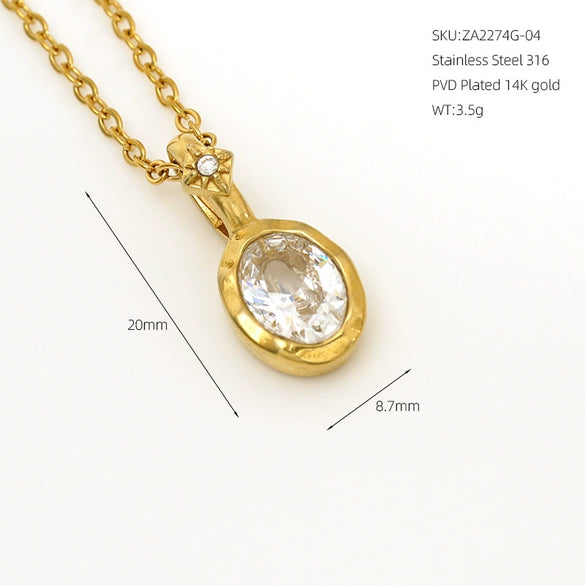 Wholesale Women's Fairy Style Geometric Gold Plated 316 Stainless Steel Birthstone Necklaces With Hammer Cross Chain