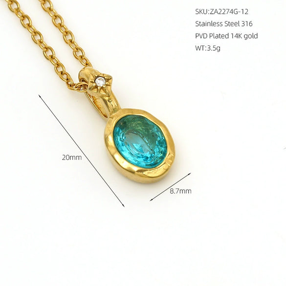 Wholesale Women's Fairy Style Geometric Gold Plated 316 Stainless Steel Birthstone Necklaces With Hammer Cross Chain