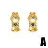 Wholesale Women's Fairy Tale Princess Earrings Copper Inlaid With Colorful Zirconium Electroplated With Cartoon Character Geometric Animal Zodiac Patterns