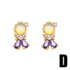Wholesale Women's Fairy Tale Princess Earrings Copper Inlaid With Colorful Zirconium Electroplated With Cartoon Character Geometric Animal Zodiac Patterns