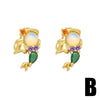 Wholesale Women's Fairy Tale Princess Earrings Copper Inlaid With Colorful Zirconium Electroplated With Cartoon Character Geometric Animal Zodiac Patterns