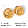 Wholesale Women's Fan Earrings Stainless Steel Geometric Electroplated Retro Irregular Rib Style