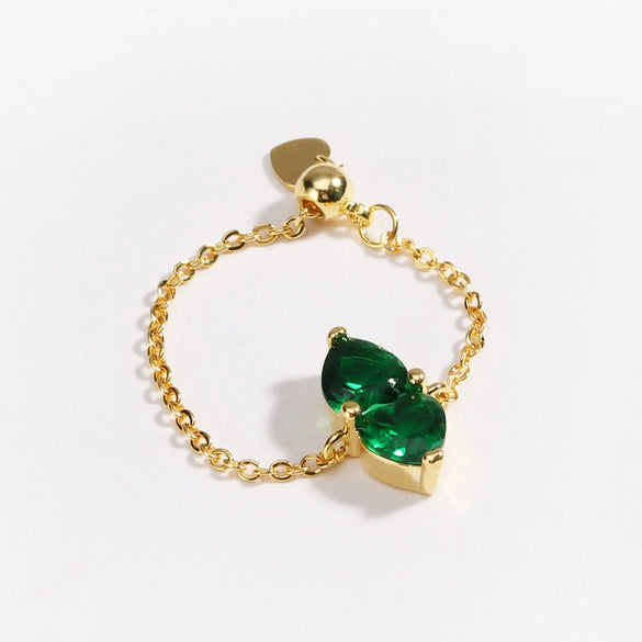 Wholesale Women's Fashion Adjustable Stretch Ring Copper Gold Plated Heart Shape Zirconia