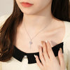 Wholesale Women's Fashion Allmatch Heartshaped Geometric Inlaid Zircon 925 Sterling Silver Necklace With Cross Chain