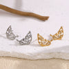 Wholesale Women's Fashion Animal Zodiac Stainless Steel Electroplated 18K Gold Hollow Wings Earrings