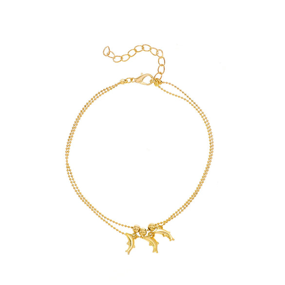 Wholesale Women's Fashion Bohemian Simple Alloy Anklet With Dolphin Love Design And Animal Pattern