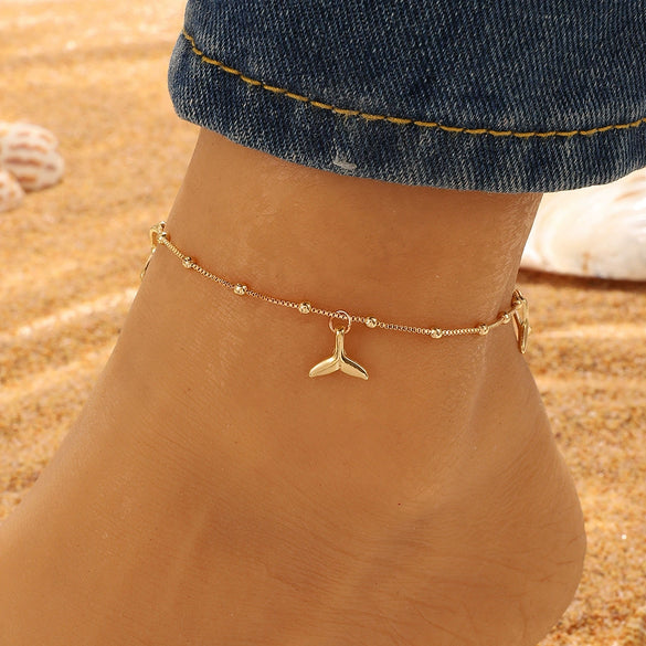 Wholesale Women's Fashion Bohemian Simple Alloy Anklet With Dolphin Love Design And Animal Pattern
