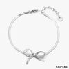 Wholesale Women's Fashion Bow Jewelry Suit With Stainless Steel Chain And Opening Ring Polishing And Electroplating Process Non Fading